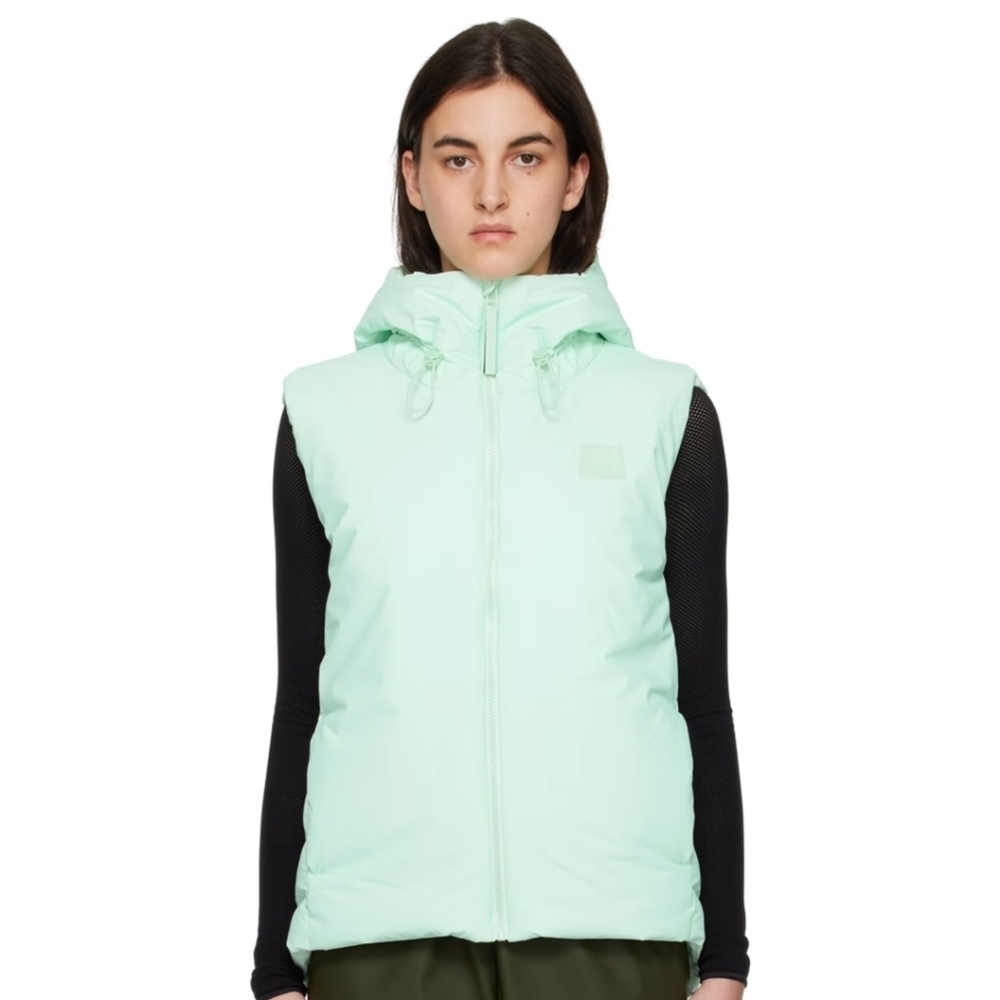 Rains Mint Green Hooded Puffer Vest